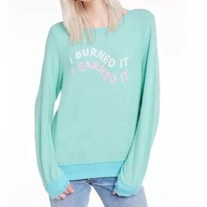 Wildfox “I burned it, I earned it” Baggy Beach Jumper Crewneck Sweater
